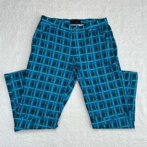Oakley Blue & Black Plaid Pants – Technical Streetwear with Grid Pattern